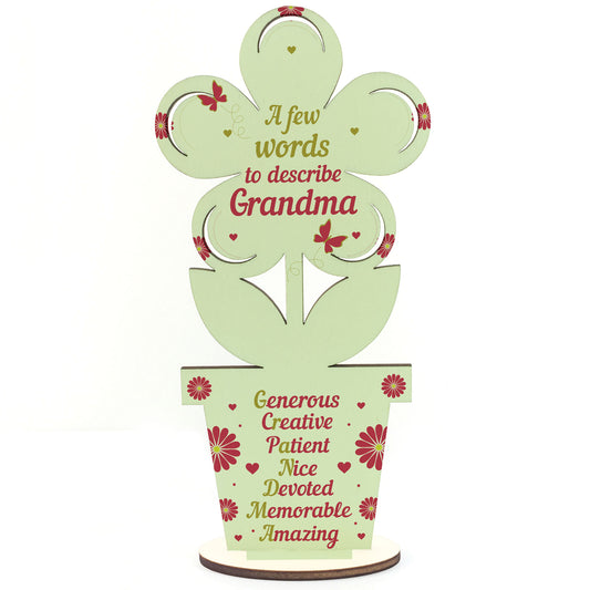 Mothers Day Gift Wood Flower Grandma Birthday Gift Thank You