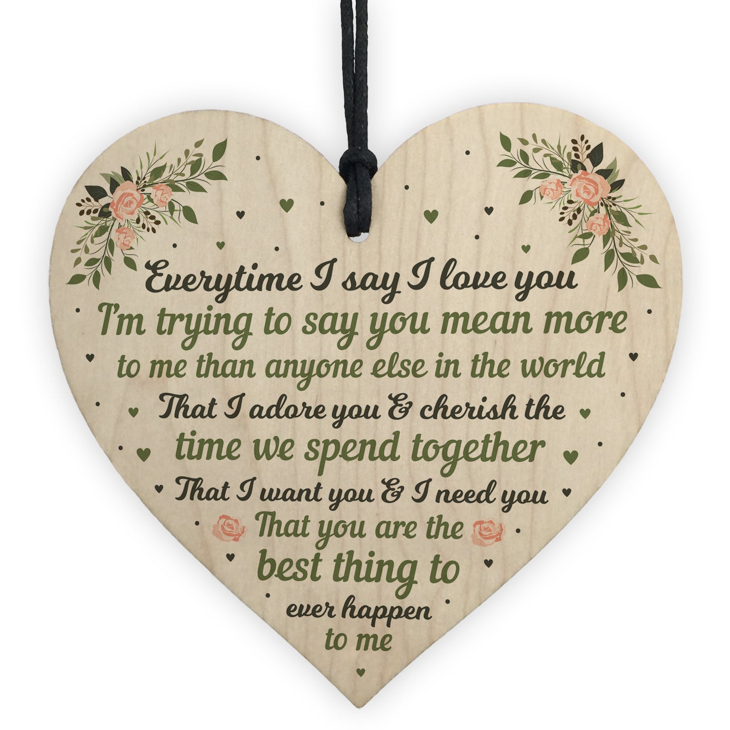 I Love You Plaque Wood Heart Special Anniversary Birthday Gift