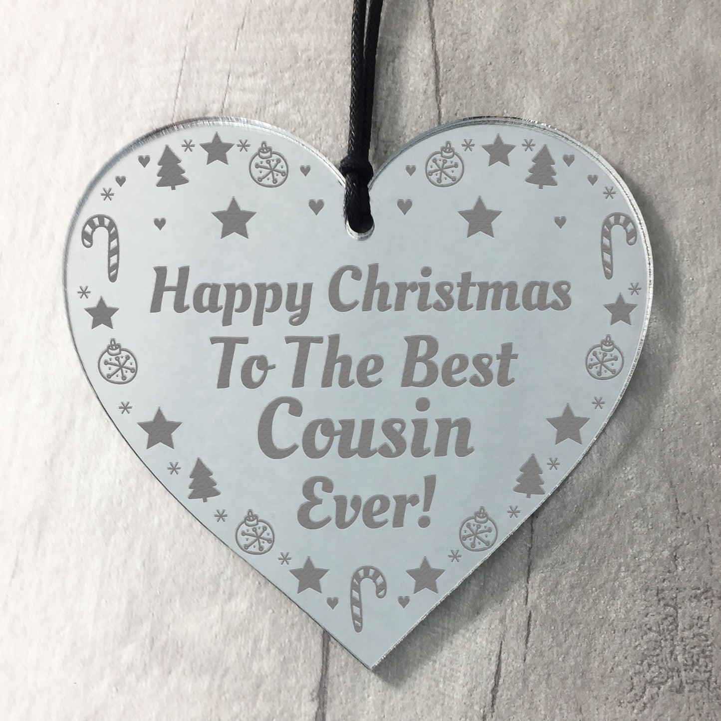 Best Cousin Gift For Christmas Engraved Heart Christmas Decor