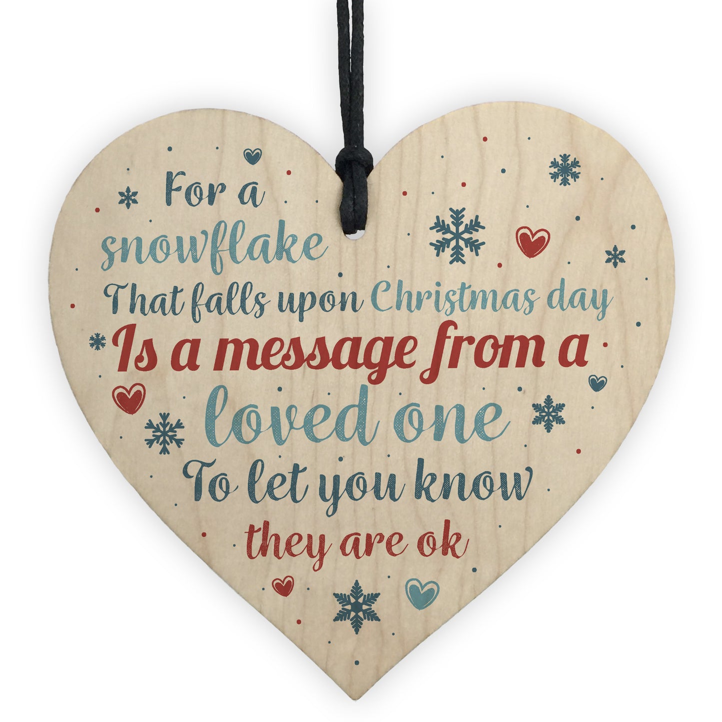 Memorial Christmas Tree Decoration Wooden Hanging Heart Plaque