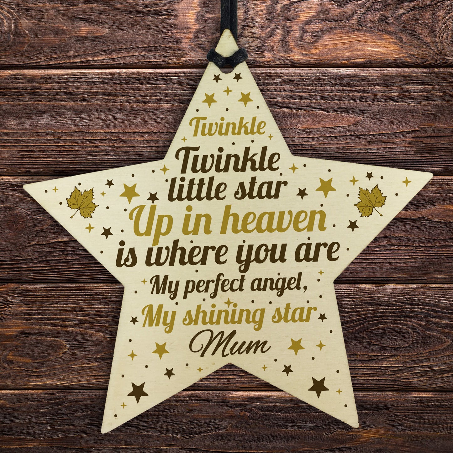 Wooden In Memory Star Christmas Tree Decoration Mum Memorial