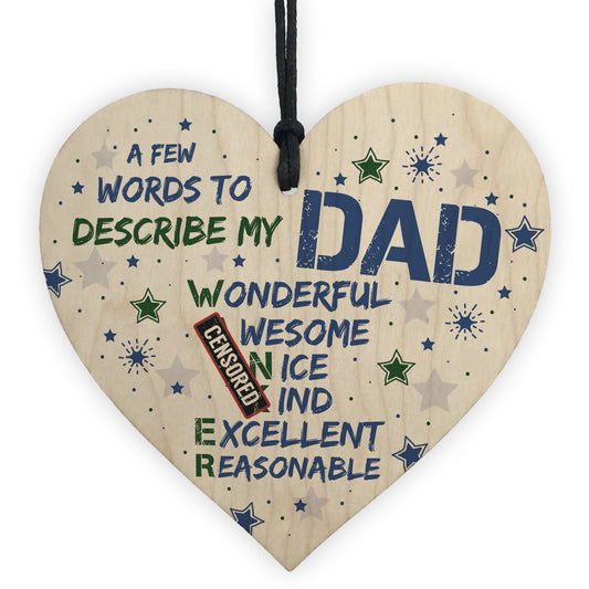 Funny Rude Wooden Heart Gift For DAD Daddy Birthday Fathers Day