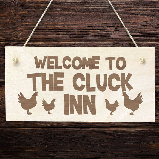 Funny Chicken Coop Sign Novelty Wooden Engraved Chicken