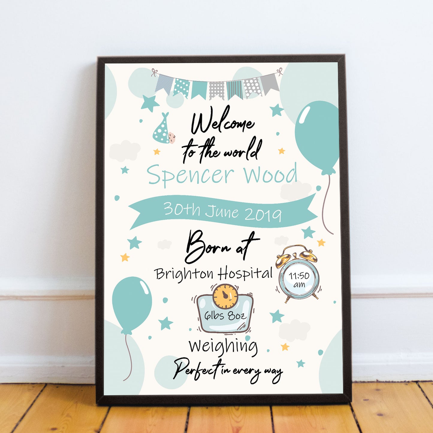 Newborn Baby Gift Baby Boy Christening Gift Baby Nursery Print