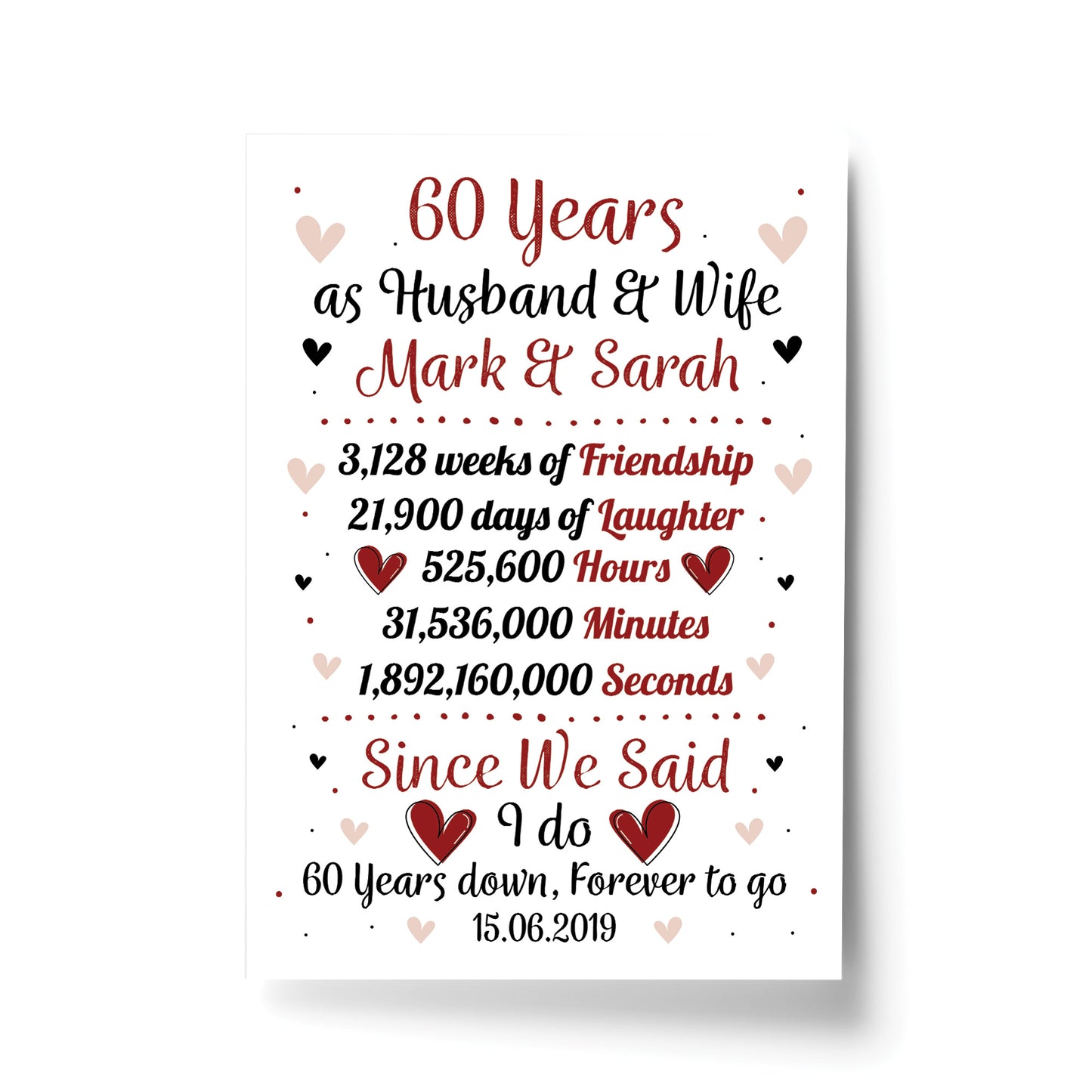 Personalised 60th Wedding Gift Print 60th Anniversary Husband