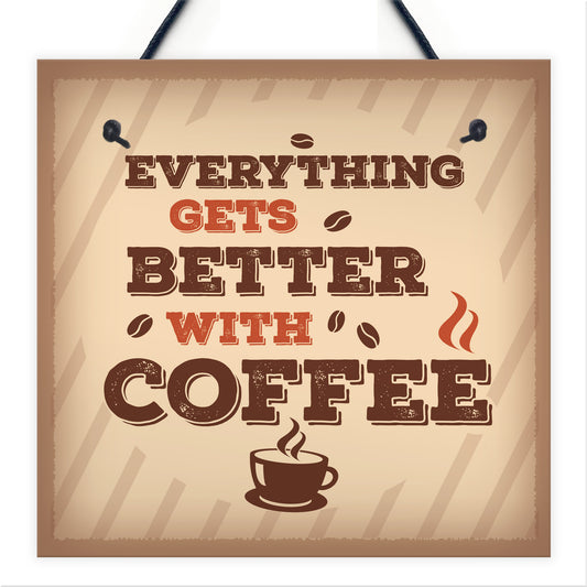 Better With Coffee Retro Vintage Kitchen Wall Decor Pub Sign