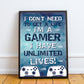 Boys Bedroom Decor Hanging Gaming Print Framed Gamer Gift