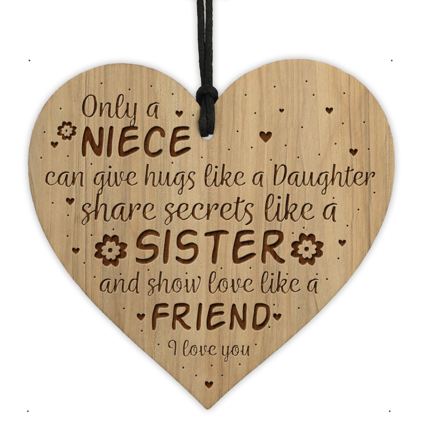 Niece Gifts From Auntie Uncle Engraved Wooden Heart Birthday