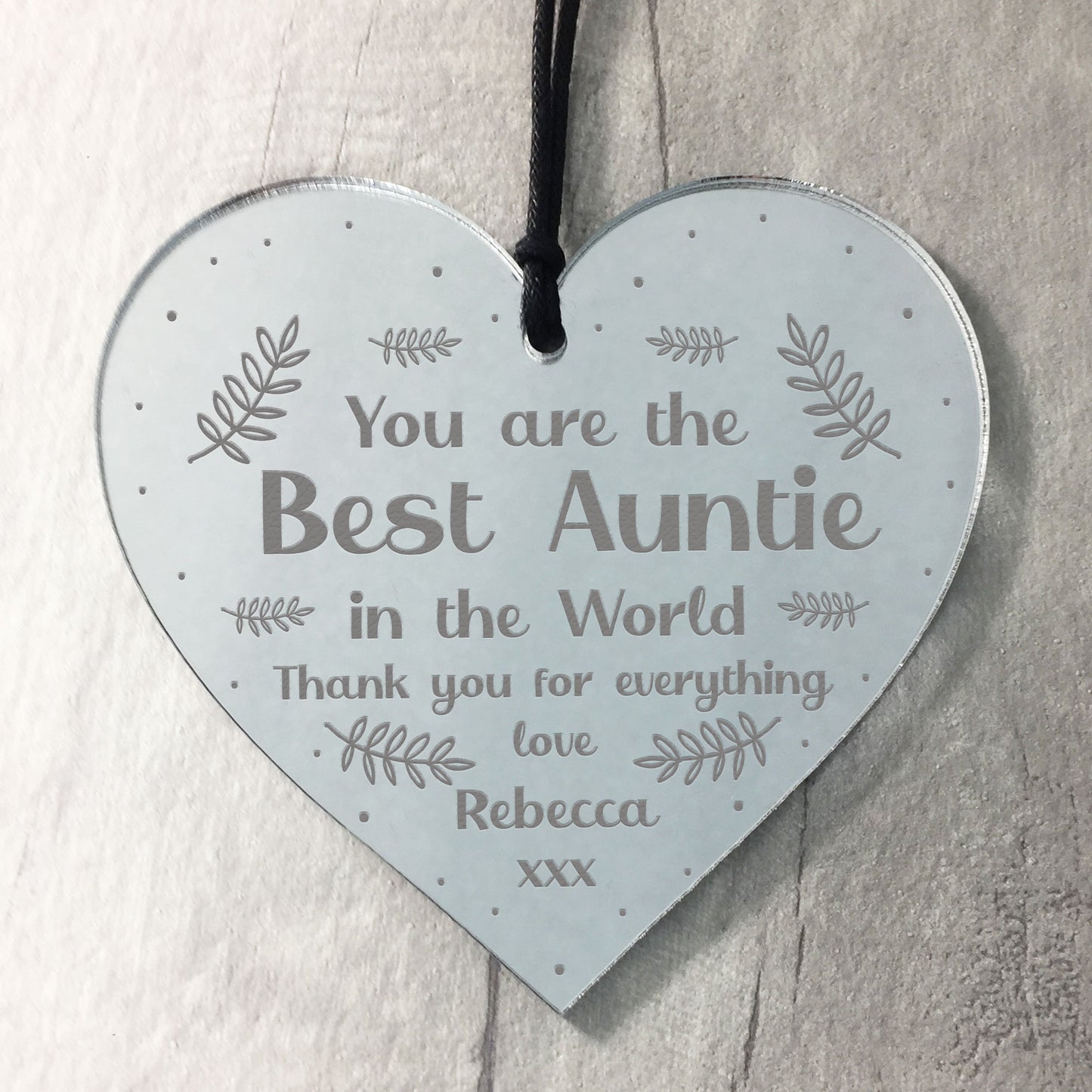 Personalised Gift For Auntie Engraved Heart Birthday Christmas