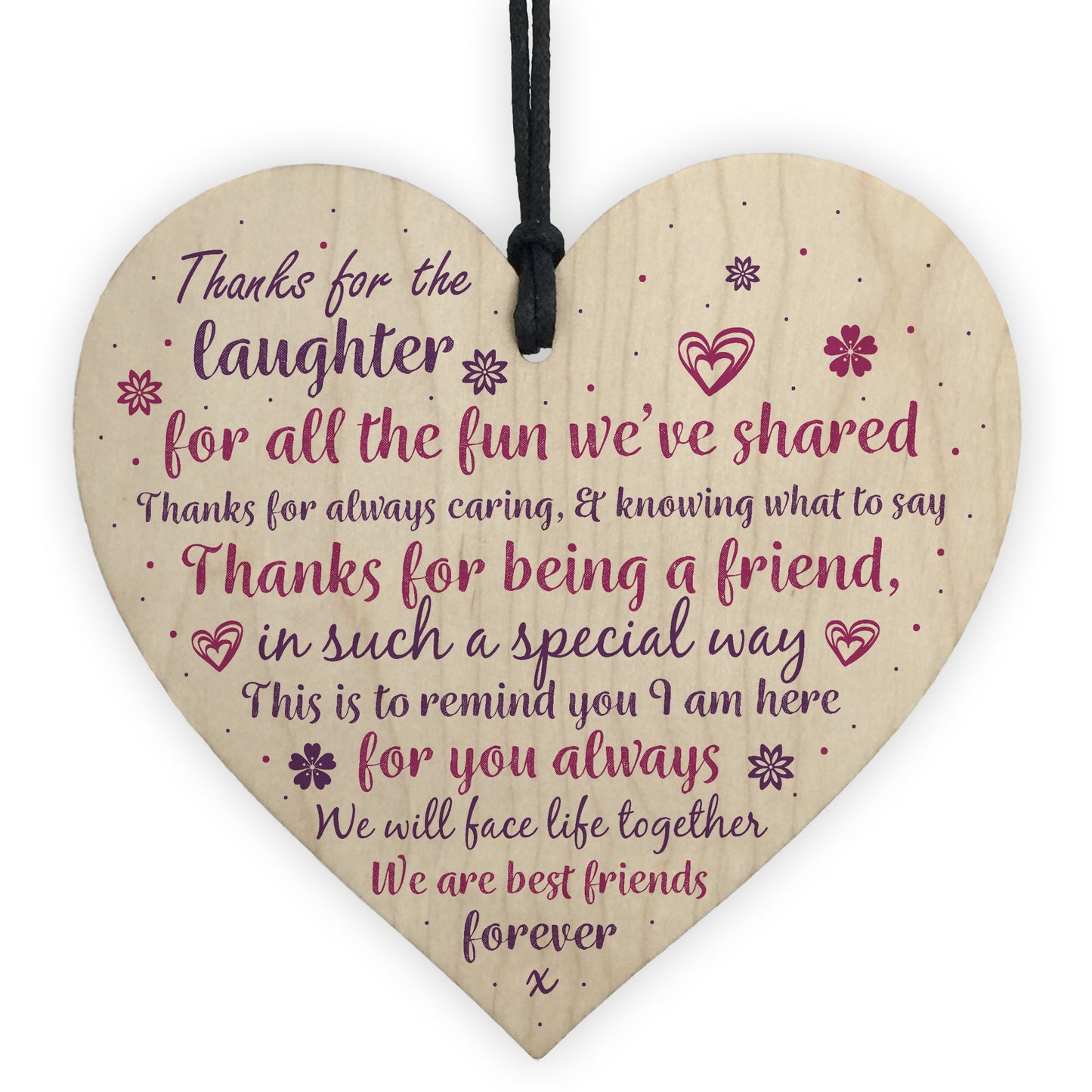 Best Friend Friendship Sign Wooden Hanging Heart Plaque Birthday