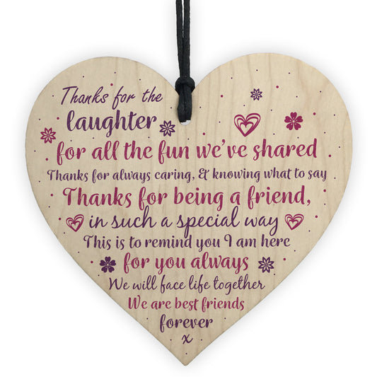 Best Friend Friendship Sign Wooden Hanging Heart Plaque Birthday