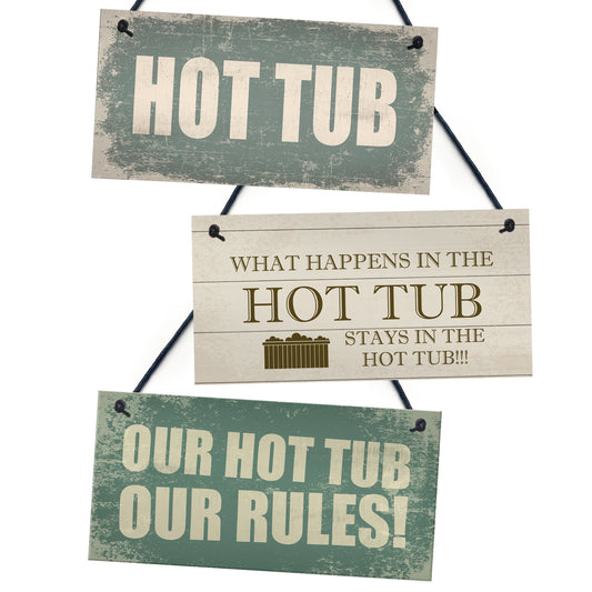 Funny Hot Tub Sign 3 Pack Of Hanging Plaques Hot Tub Accessories