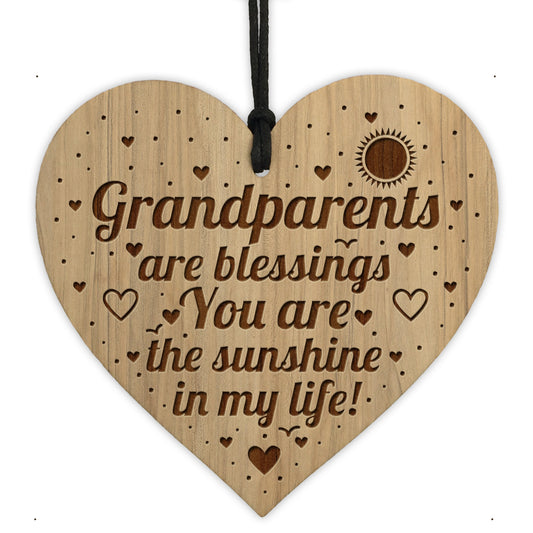 Grandparents Gift Wood Engraved Heart Grandparent Sign