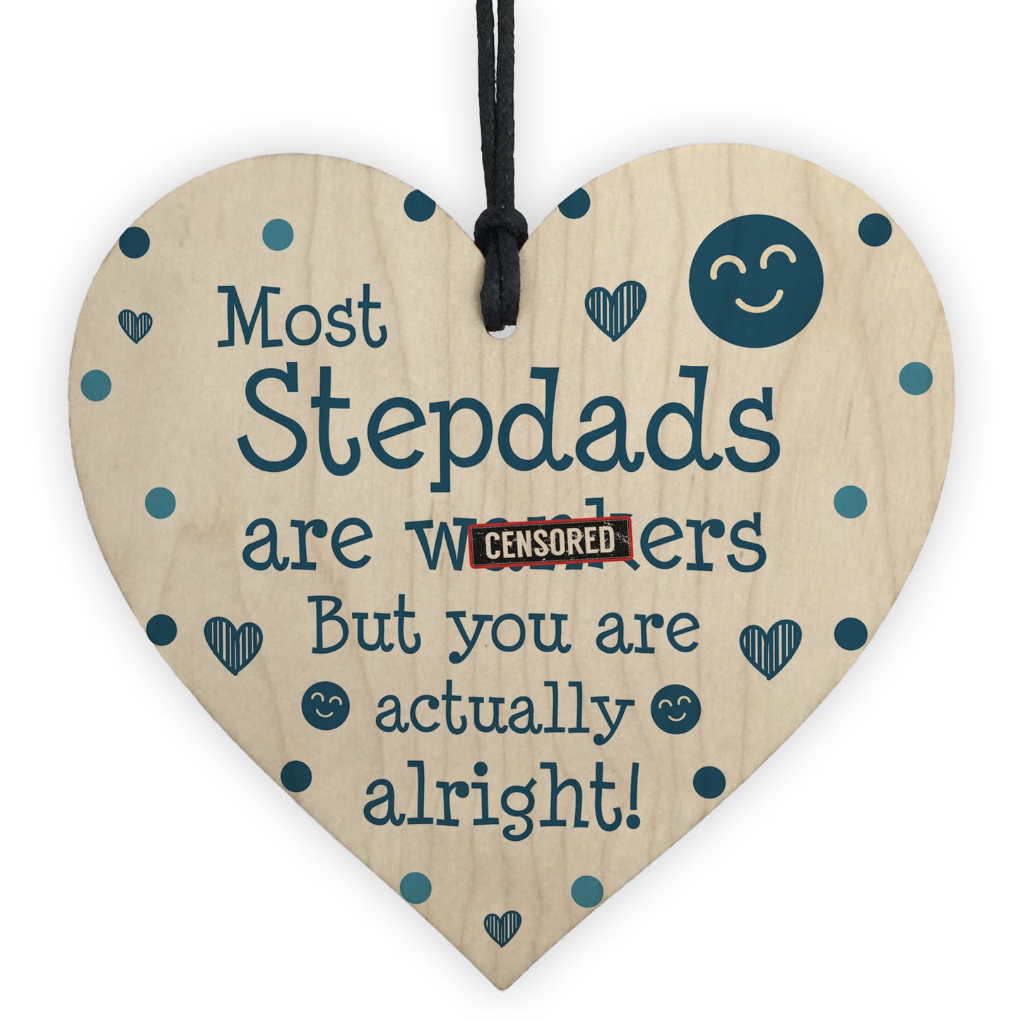Joke Stepdad Gift Wood Heart Fathers Day Birthday Gift Funny