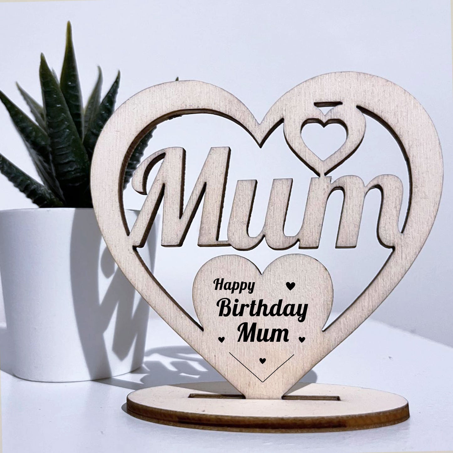 Unique Birthday Gift For Mum Wooden Heart Engraved Craft Gift