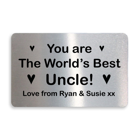 Novelty Worlds Best Uncle Gift For Birthday Metal Card