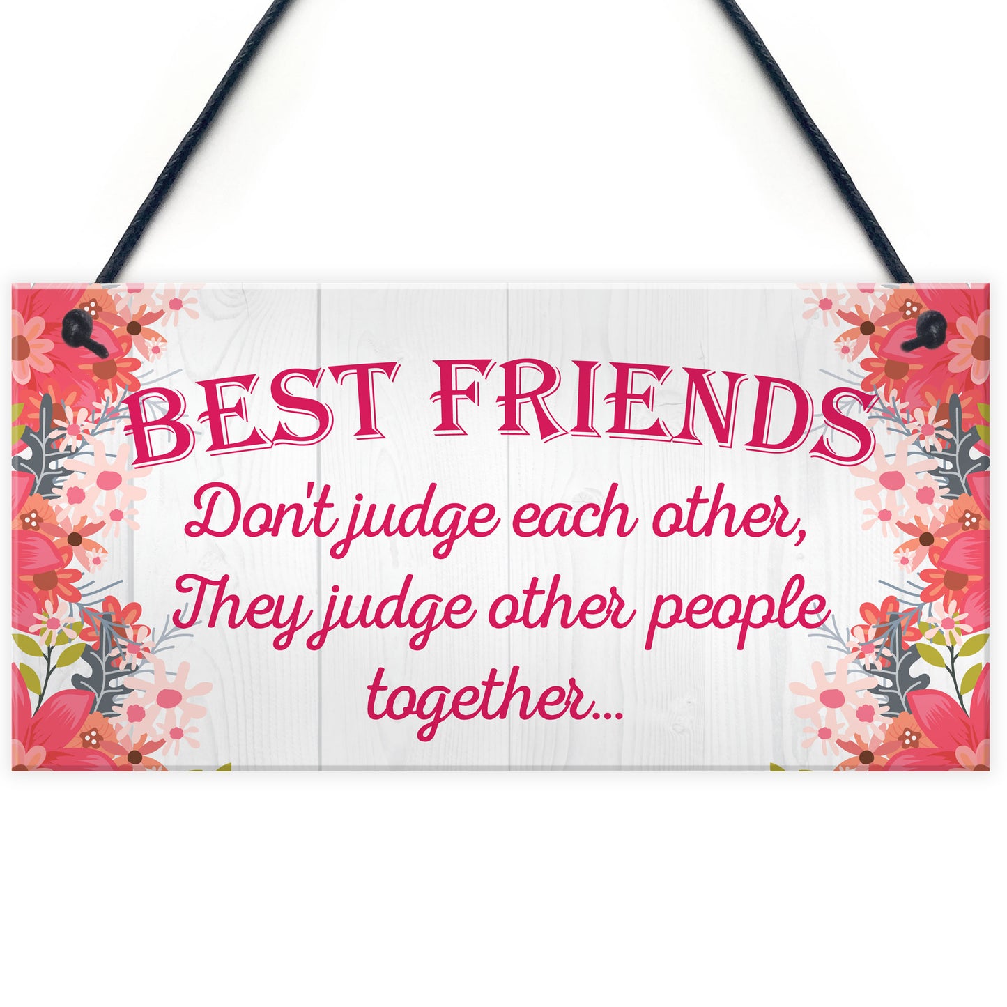 Best Friends Judge Others Friendship Love Gift Hanging Plaque