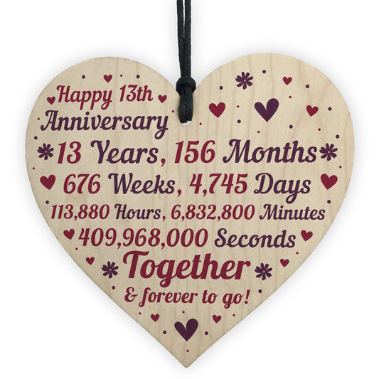 Anniversary Wooden Heart To Celebrate 13th Wedding Anniversary