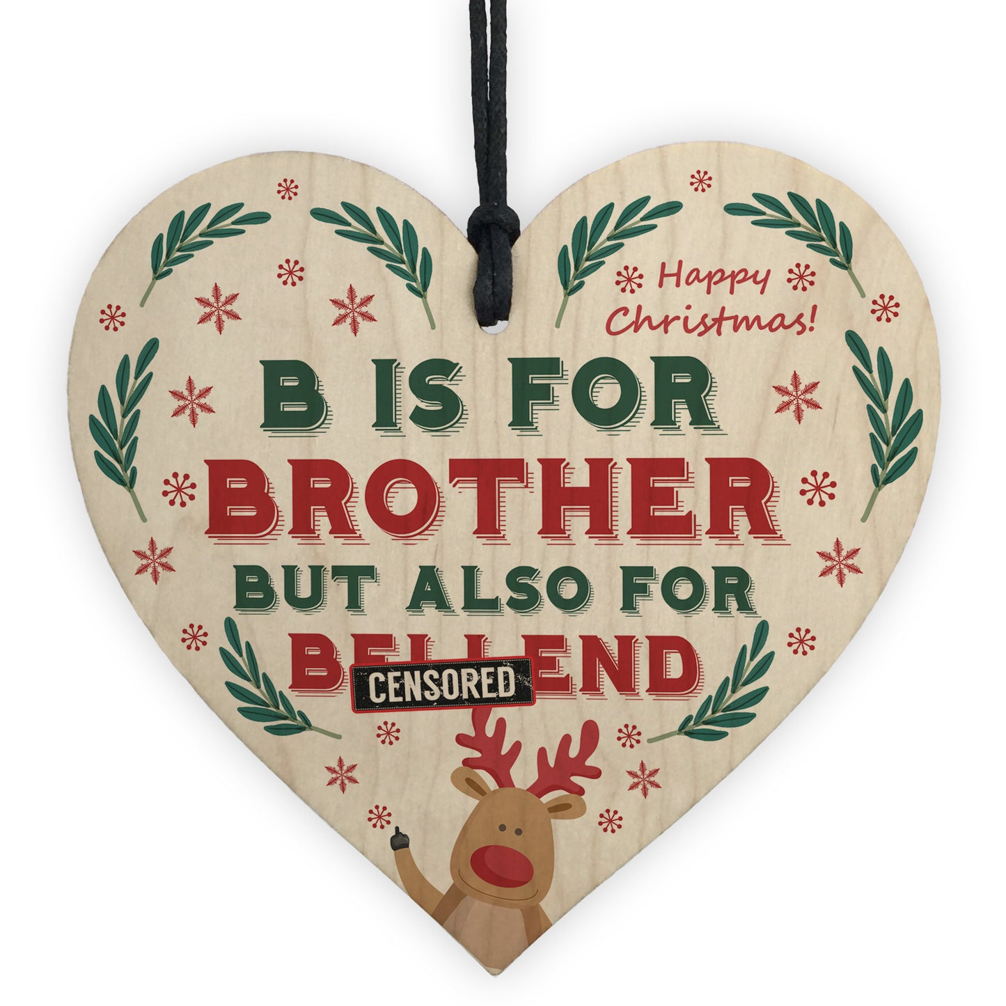 Funny Rude Christmas Gift For Brother Wooden Heart Novelty Gift