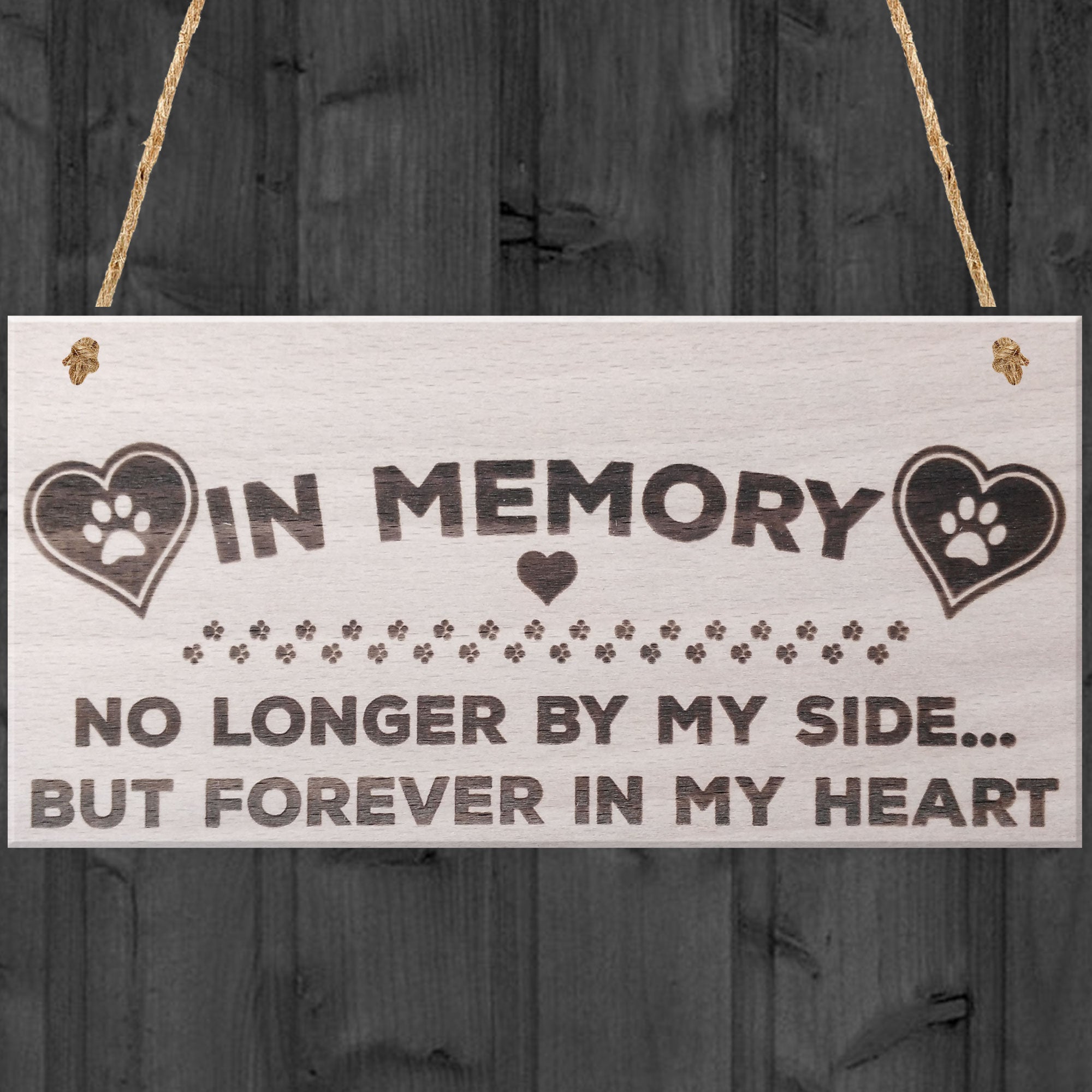 In Memory Pet Memorial Plaque Wooden Hanging Paw Prints Sign – Red ...