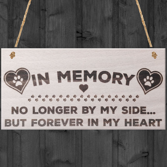 In Memory Pet Memorial Plaque Wooden Hanging Paw Prints Sign