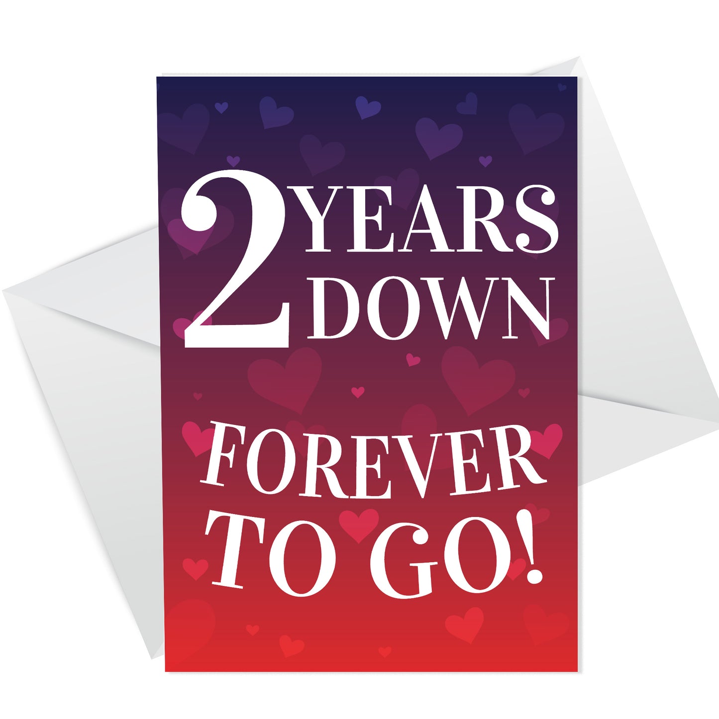 Years Down Forever To Go 2nd Anniversary Card For Him Her – Red