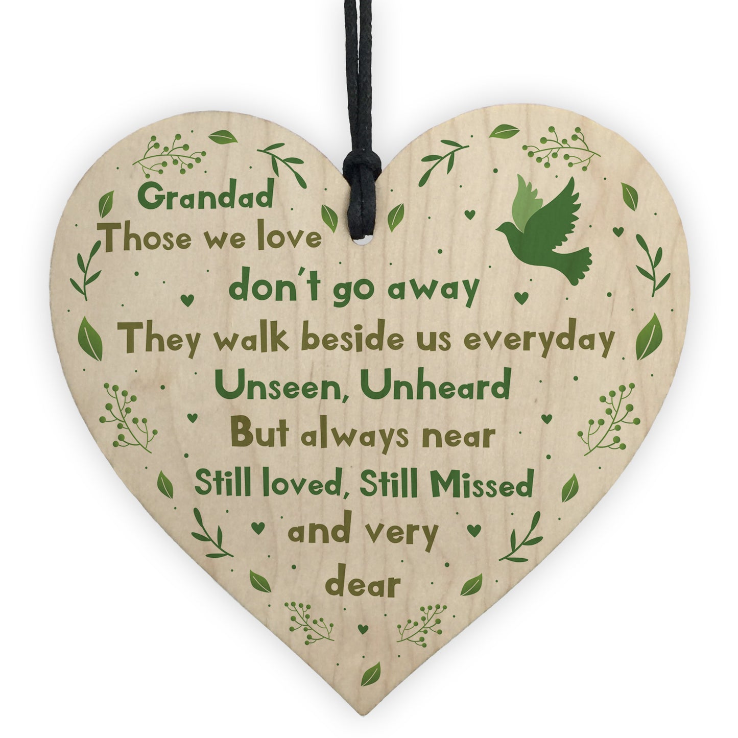 Grandad Christmas Memorial Decoration Wood Heart Memorial Sign
