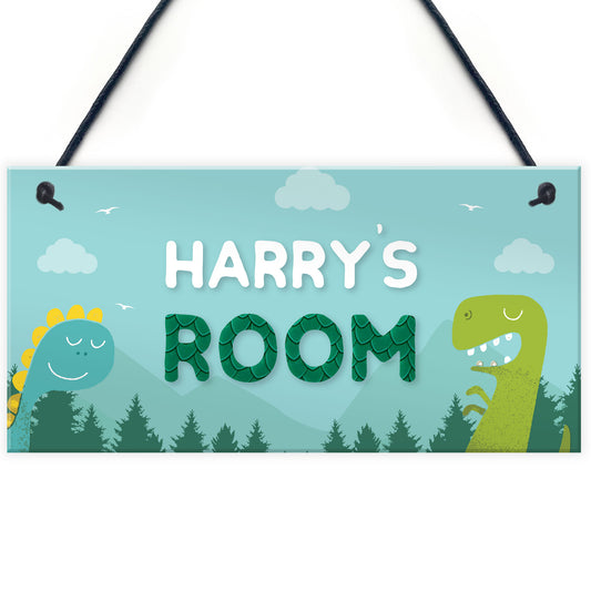 Dinosaur Personalised Door Sign Kids Bedroom Nursery Birthday