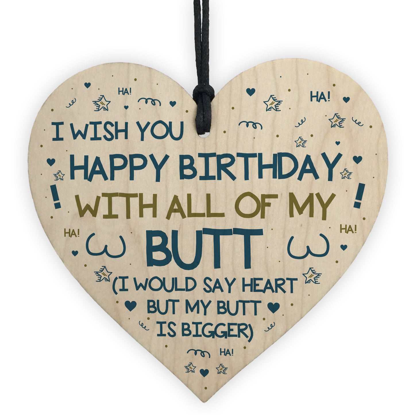 Funny Rude Birthday Gift Novelty Wood Heart Husband Boy Gift