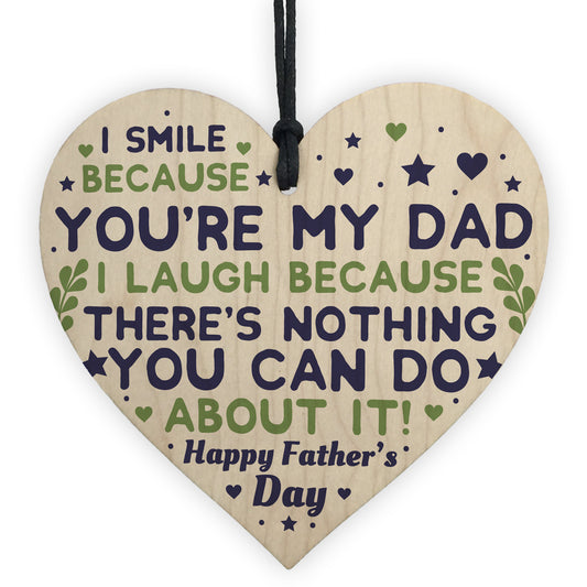 Cheeky Fathers Day Gift Wood Heart Funny Fathers Day Gift