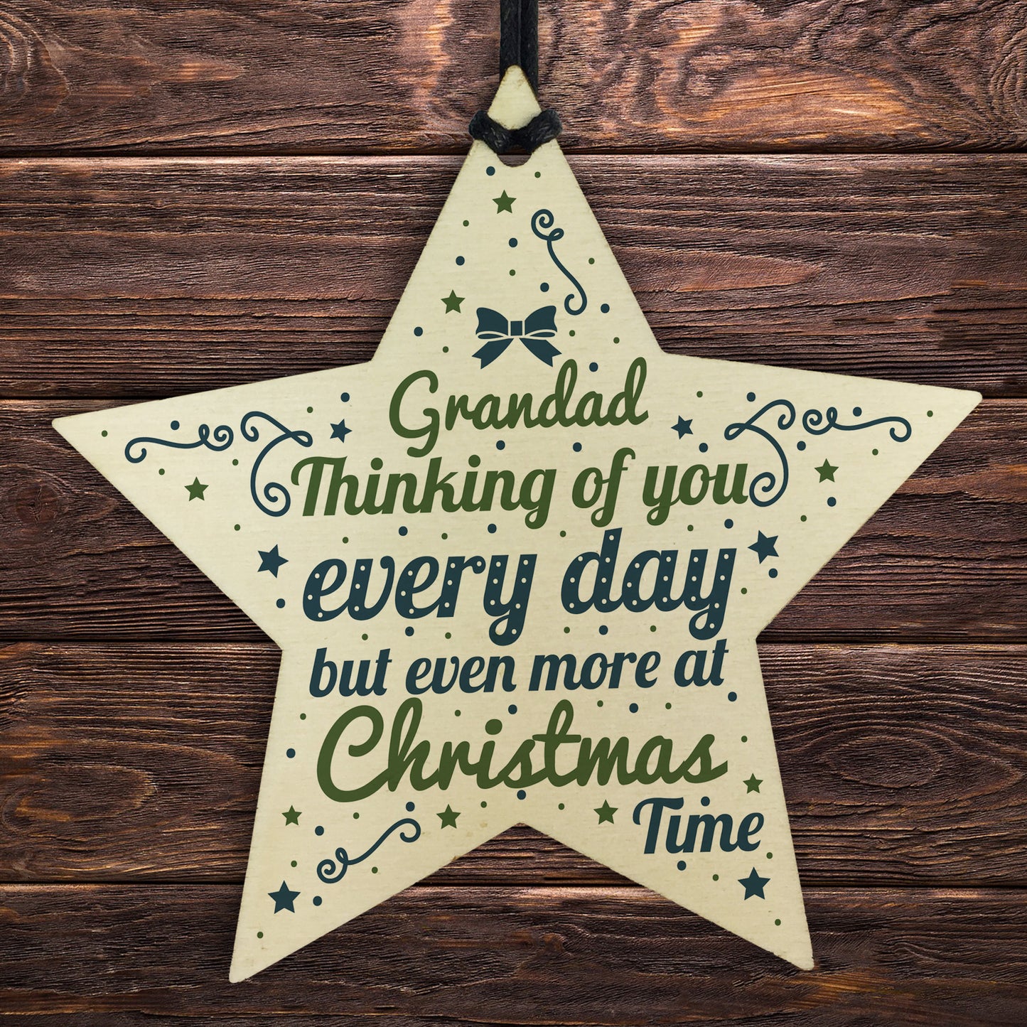 In Memory Hanging Wooden Star Christmas Tree Decoration Grandad