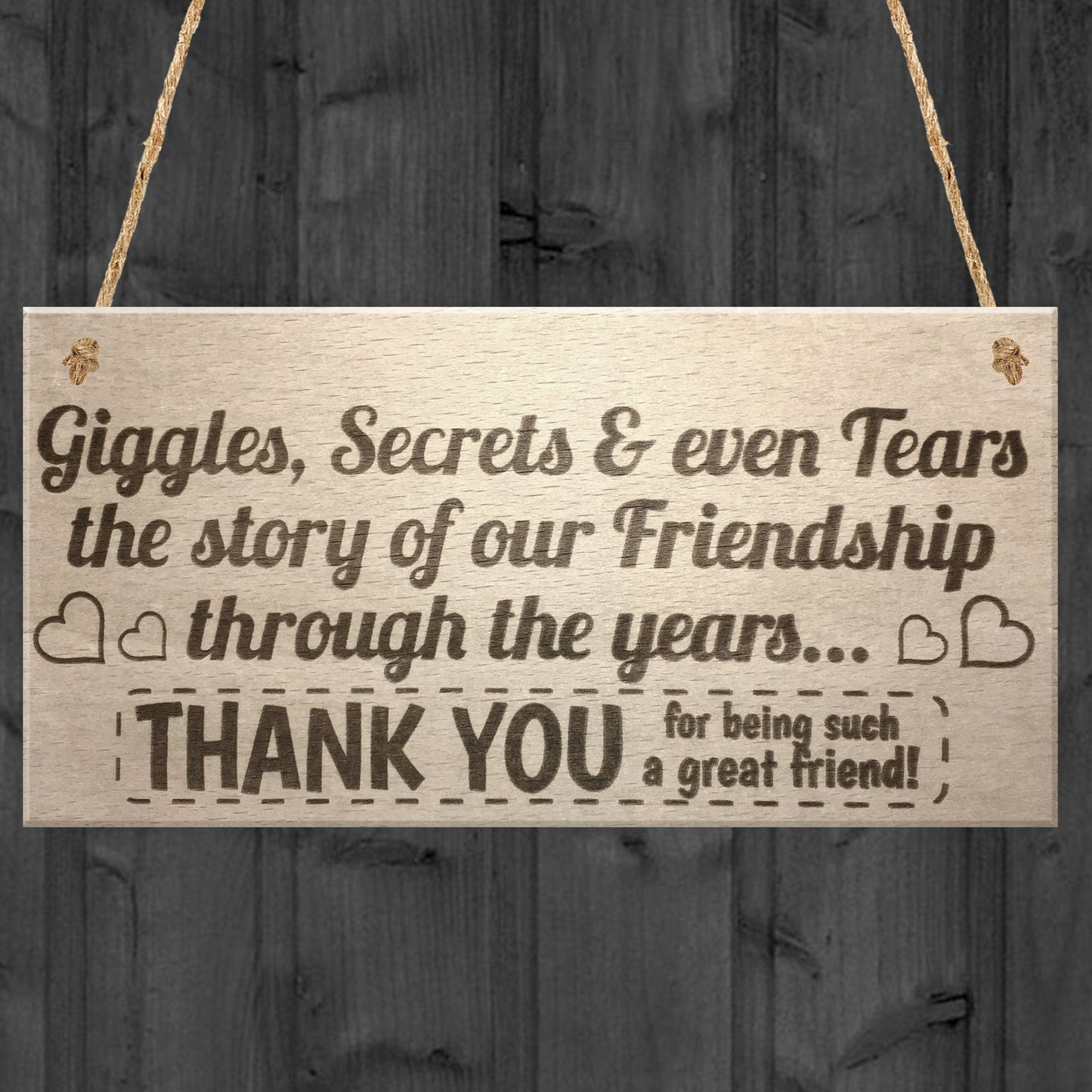 Giggles Secrets And Tears Friendship Hanging Plaque Sign Gift