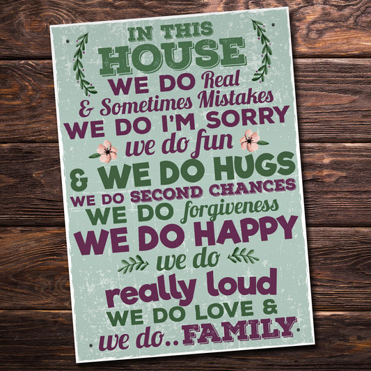 In This House We Do Family Wall Art Sign Plaque Mum Dad Birthday