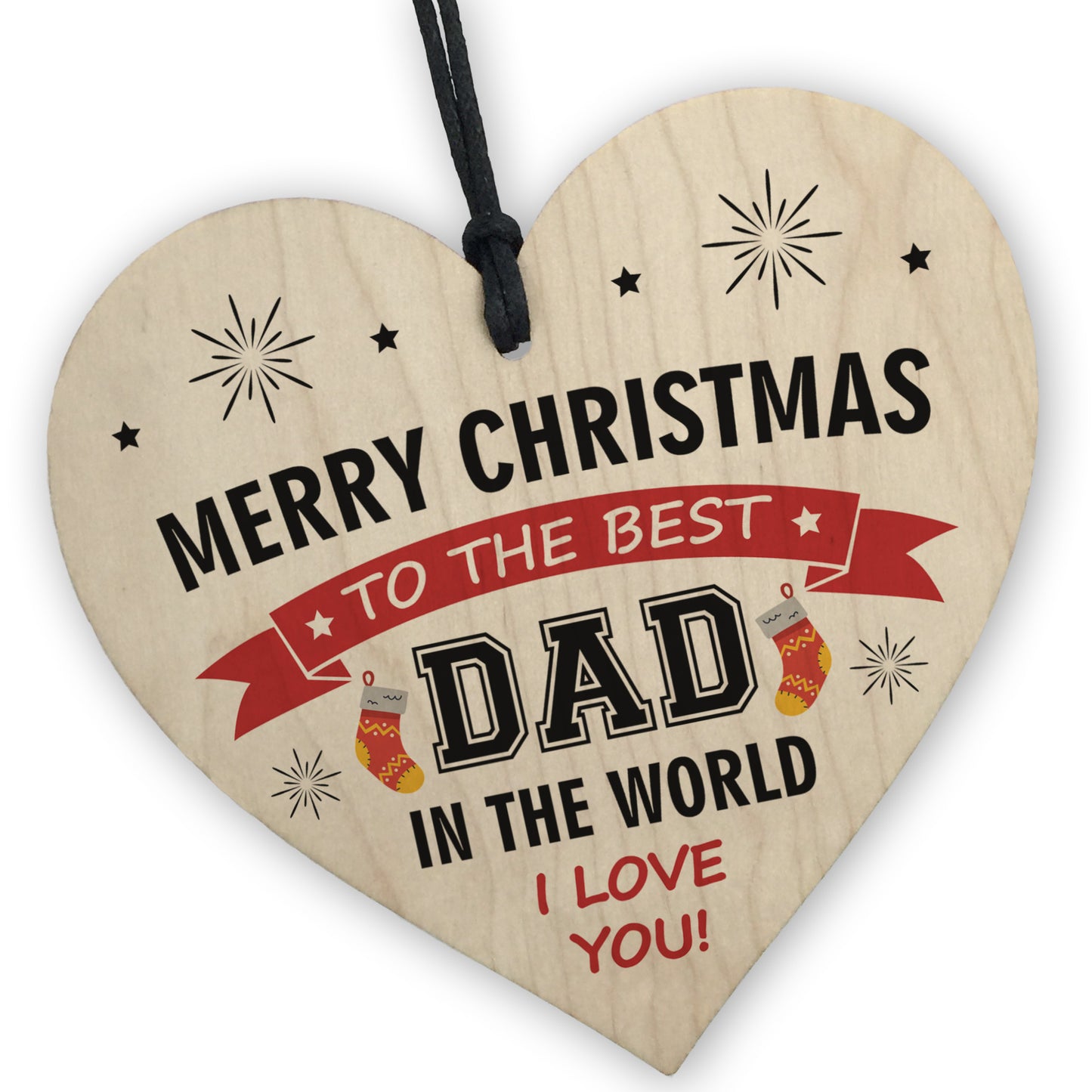 Dad Gift From Daughter Son Wooden Hanging Christmas Heart