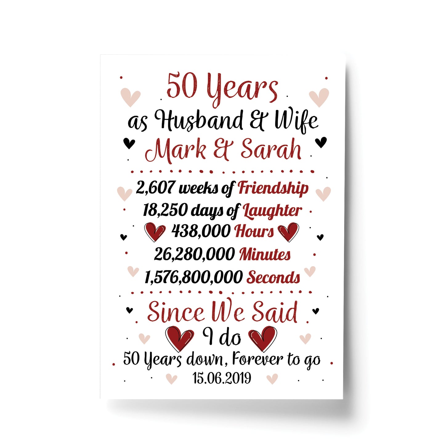 Personalised 50th Wedding Gift Print 50th Anniversary Husband