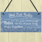 Hot Tub Rules Novelty Hanging Garden Shed Plaque Jacuzzi Pool