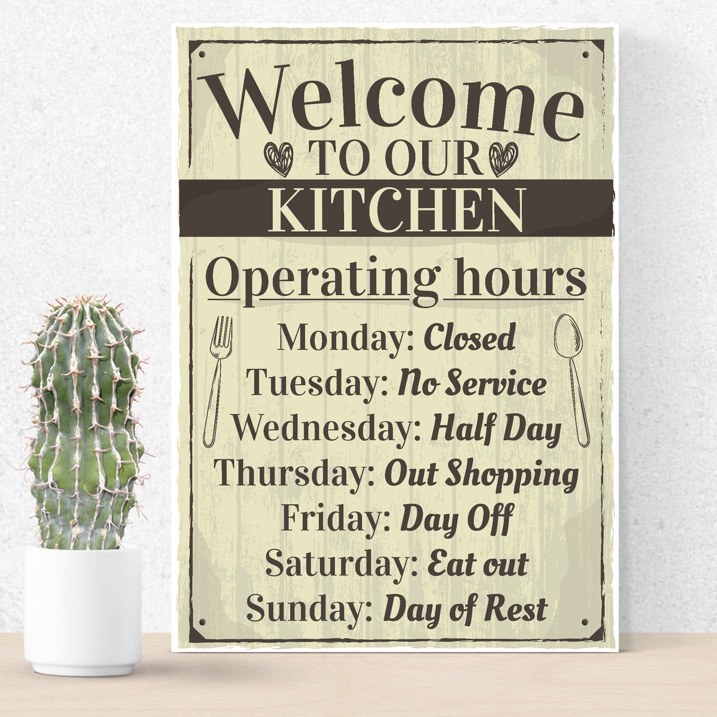 Kitchen Sign Humorous Plaque Vintage Retro Wall Shabby Chic