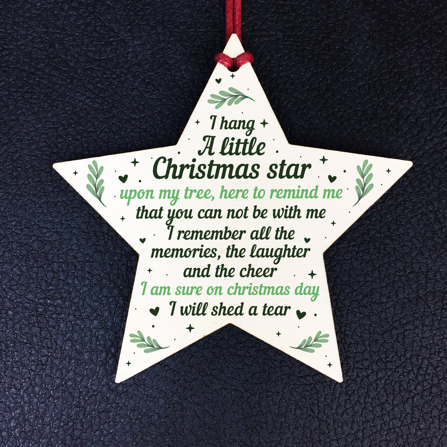 Christmas Wood Star Memorial Tree Decoration Ornament Mum Dad