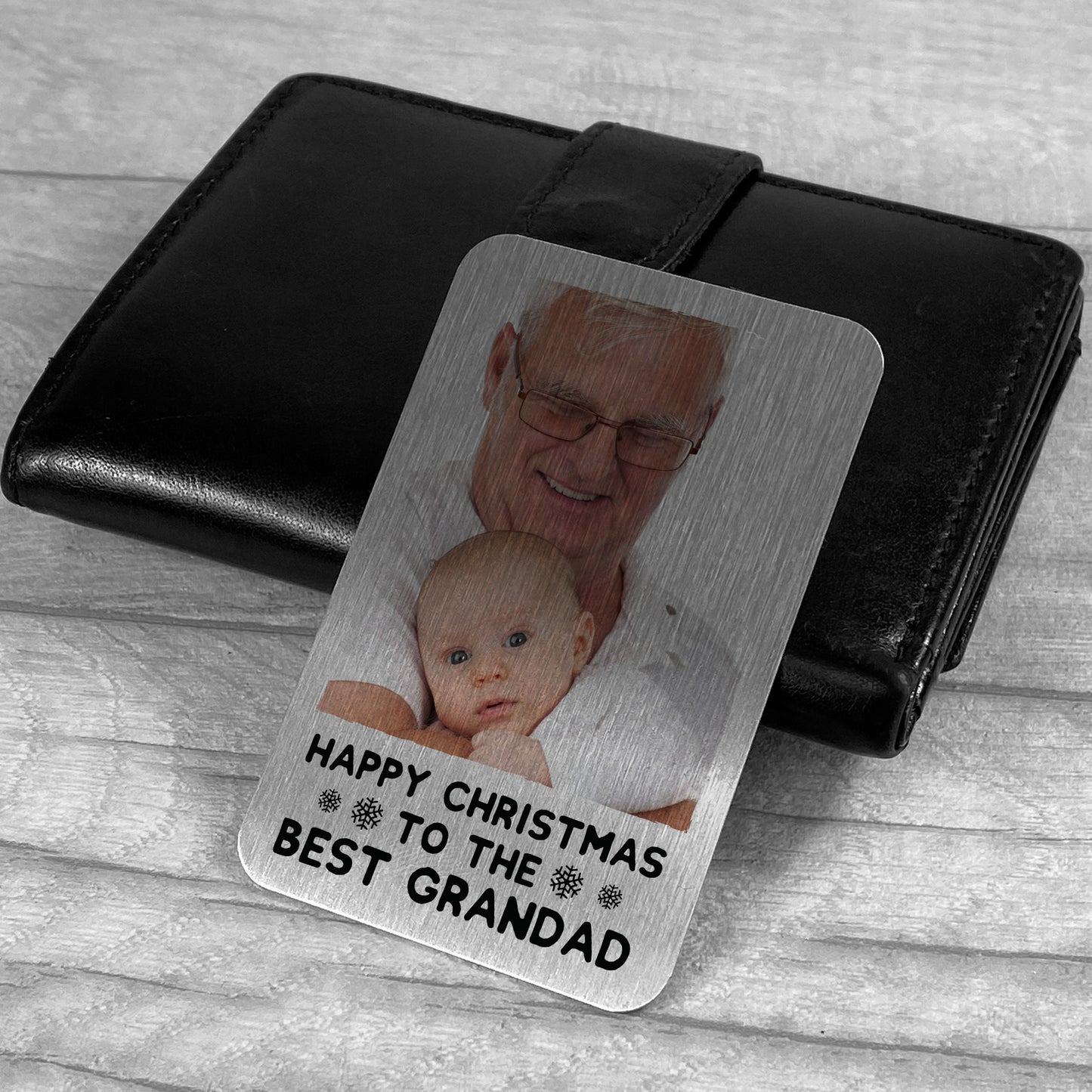 Christmas Gift For Grandad Personalised Metal Wallet Photo