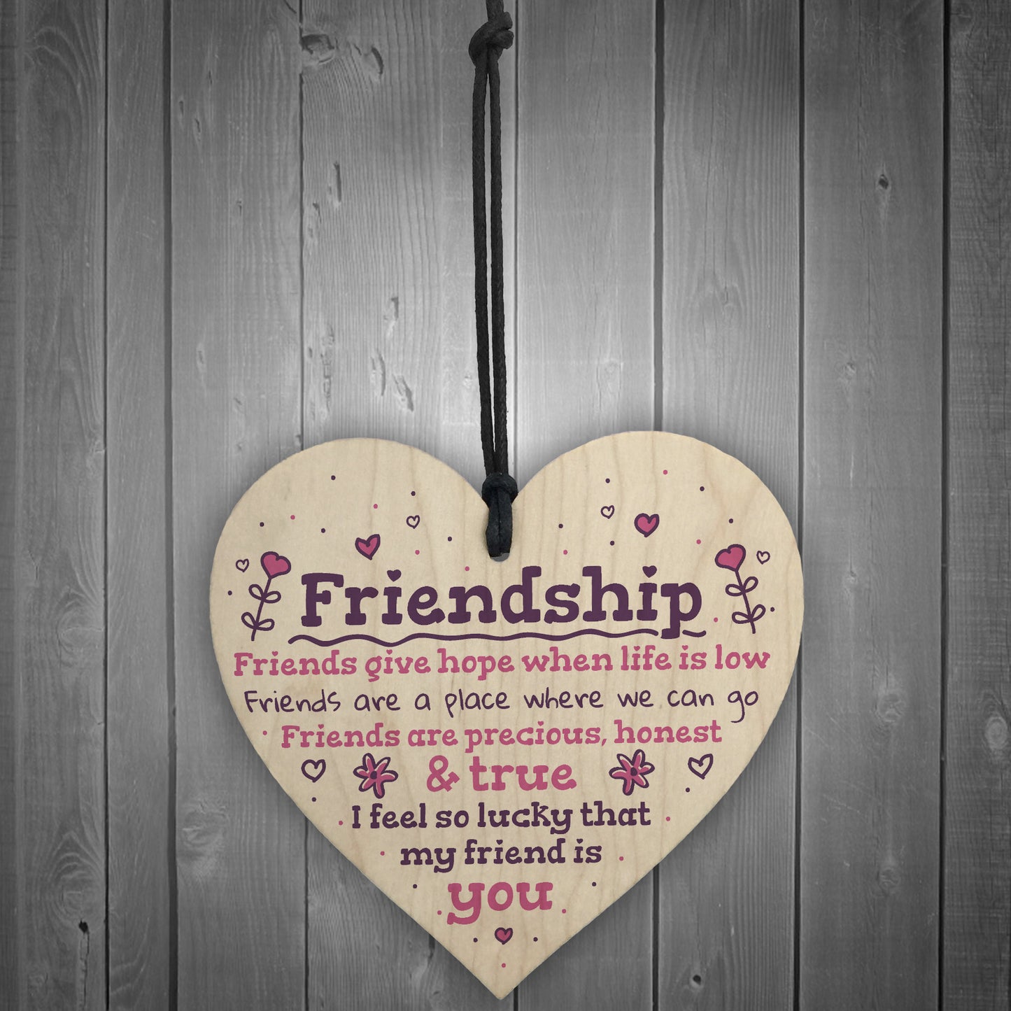 Handmade Friendship Gift Wooden Heart Plaque Birthday Thank You