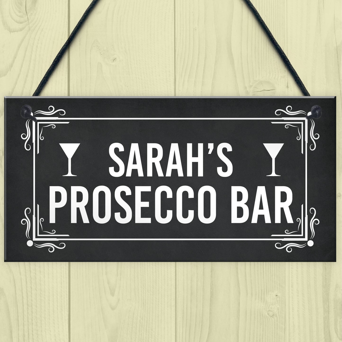 Personalised Prosecco Bar Sign Hanging Door Sign Home Bar Plaque