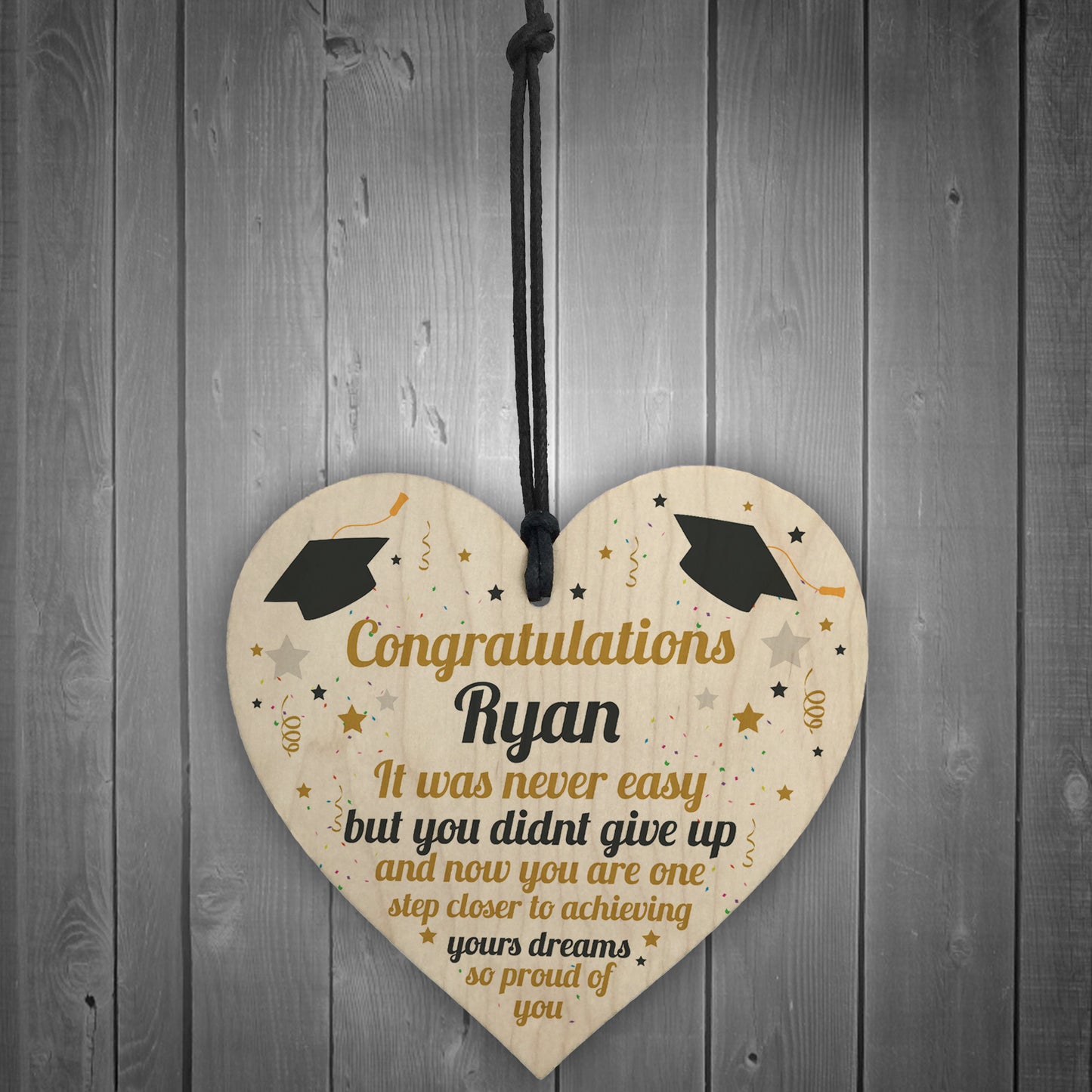 PERSONALISED Congratulations Present Graduation Gift Wood Heart