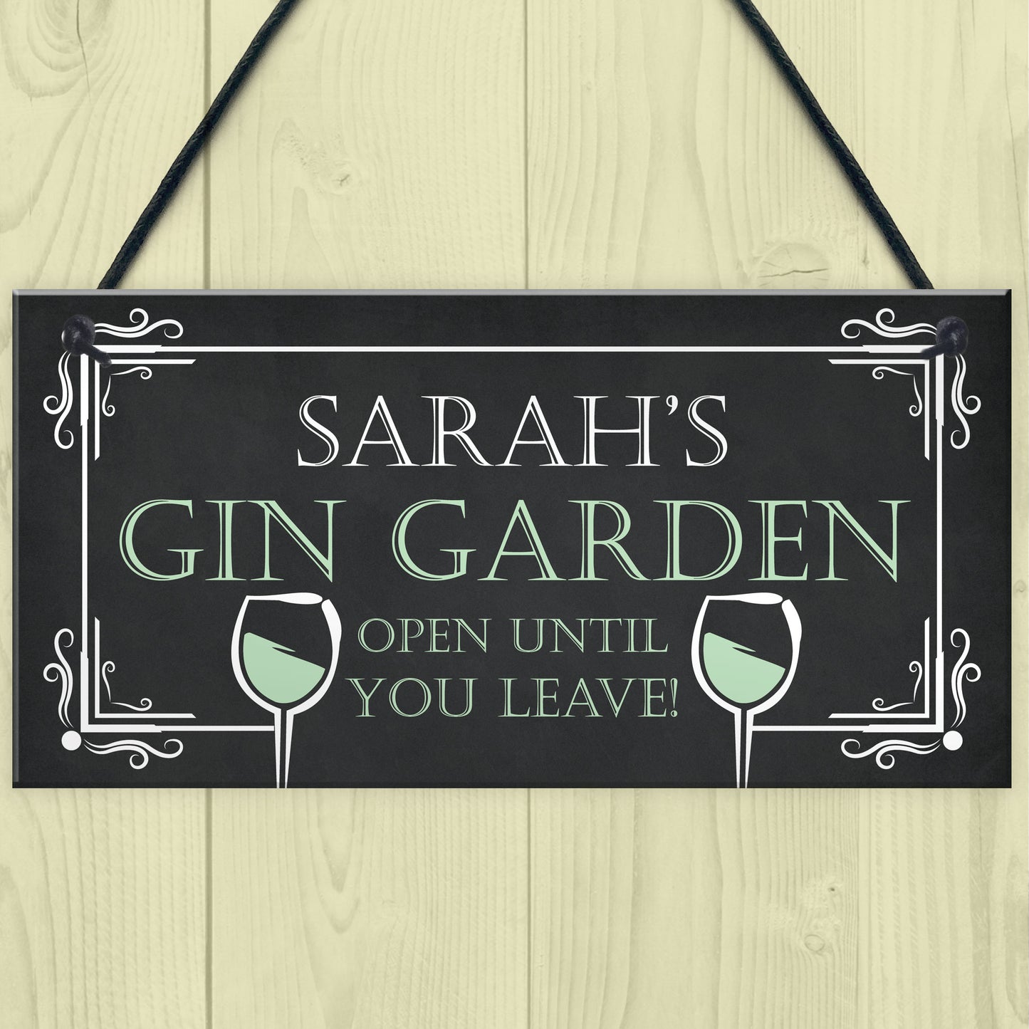 Personalised Gin Garden Hanging Home Bar Garden Sign Gin Gift
