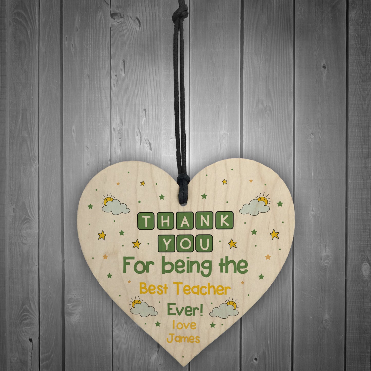 Personalised Thank You Teacher Gift Wooden Heart Nursery Gifts