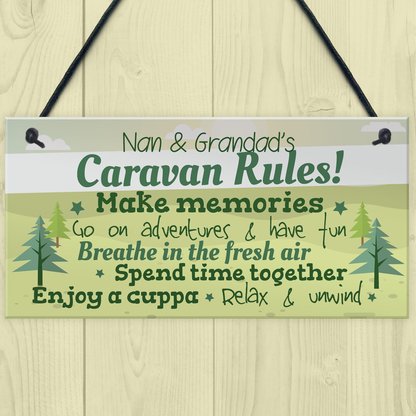 Caravan Plaque Novelty Chic Camping Holiday Sign Nan Grandad