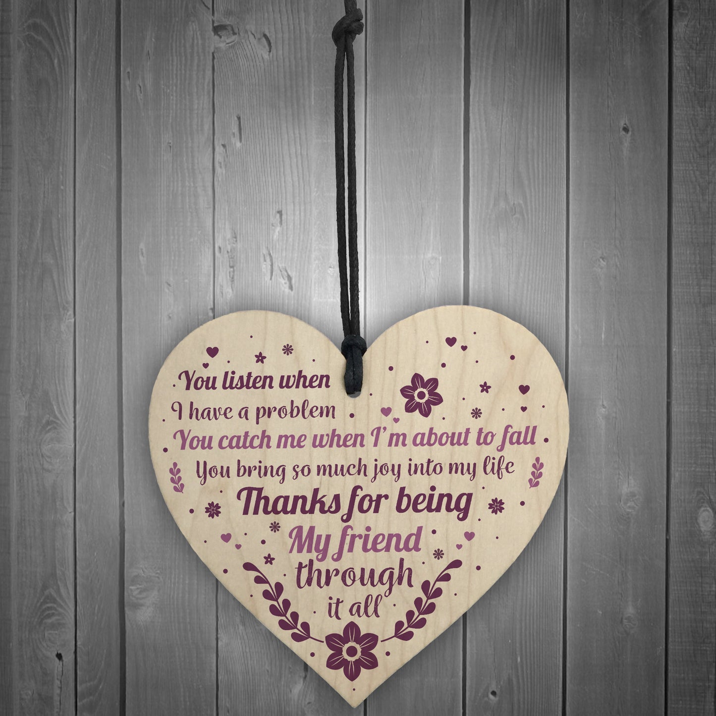 Friendship Best Friend Gift Wooden Heart Thank You Novelty Gift