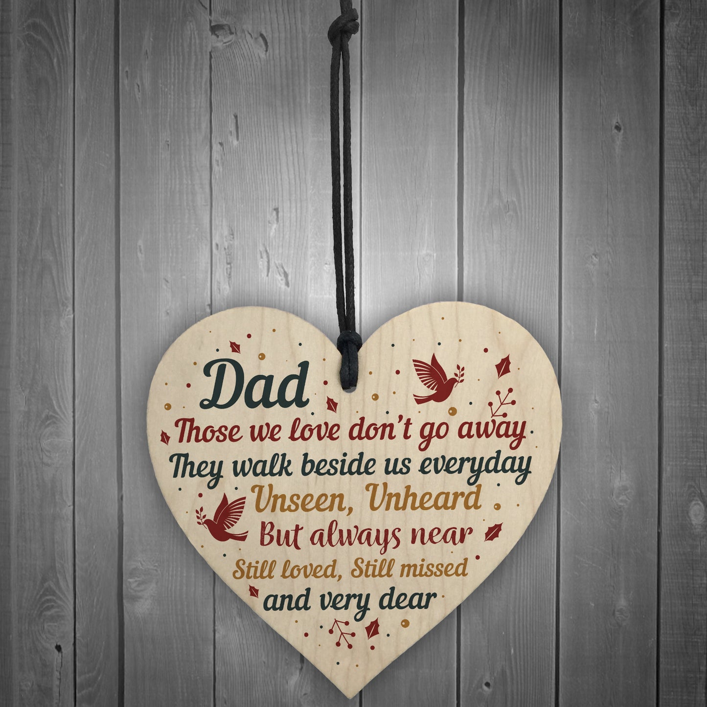 DAD Memorial Plaques Wood Heart Christmas Tree Bauble Ornament
