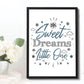 Blue And Grey Nursery Print Sweet Dreams Prints Girl Boy Decor