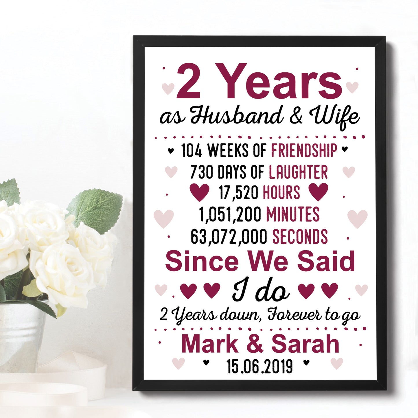 2nd Anniversary Gift Personalised Second Wedding Anniversary