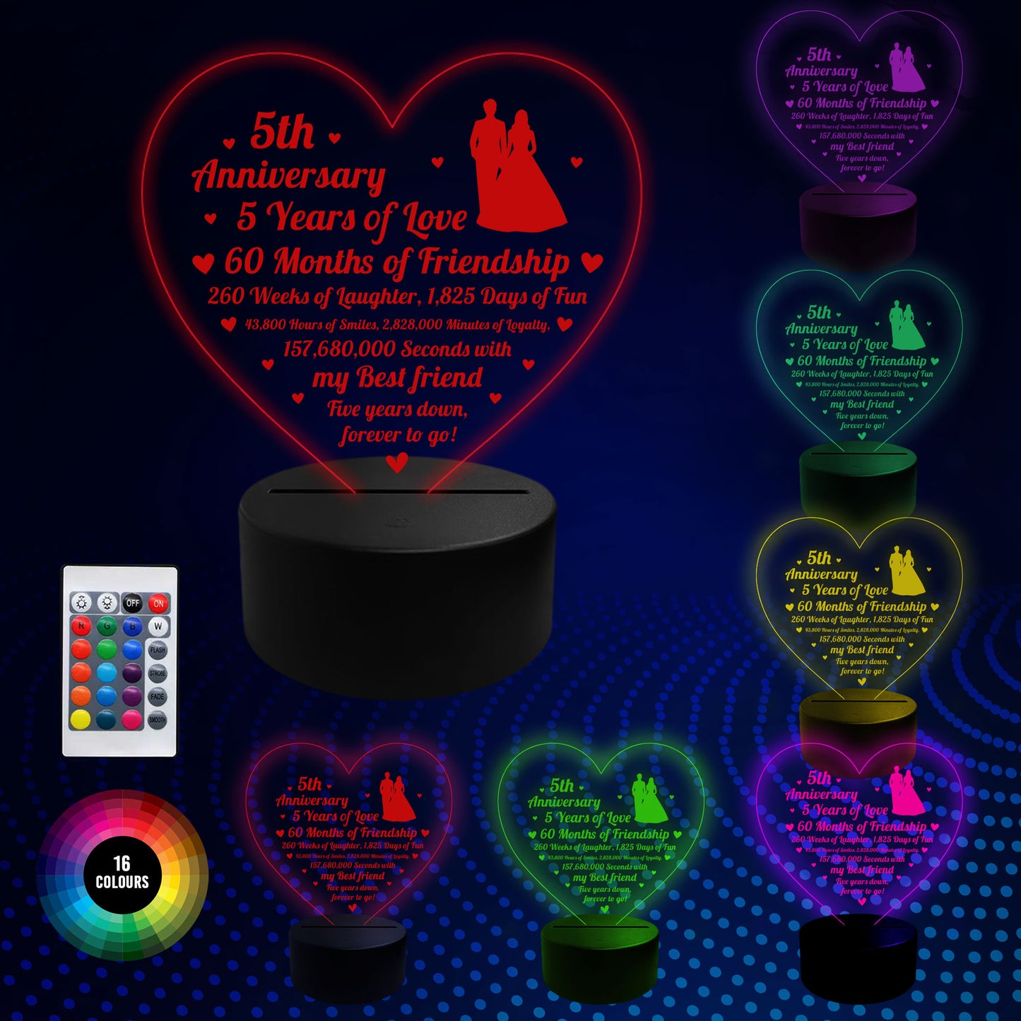 5th Wedding Anniversary Gifts for Her Him NEON LED Lamp